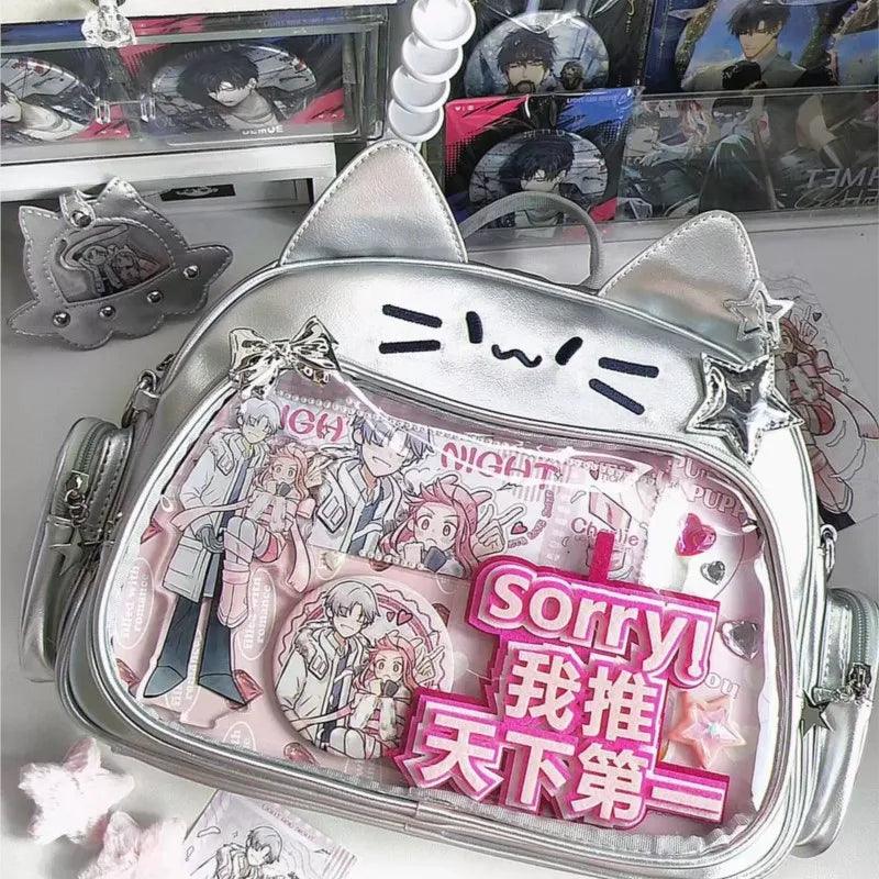 Silver Cat Ita Backpack Harajuku Style - MoeMoeKyun