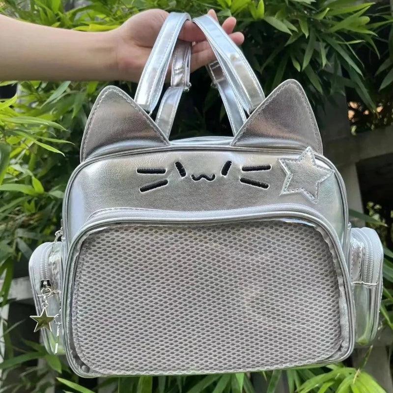 Silver Cat Ita Backpack Harajuku Style - MoeMoeKyun