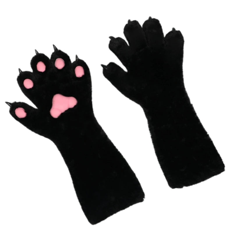 black cat handschuhe Nail Gloves Plush Cat Claws