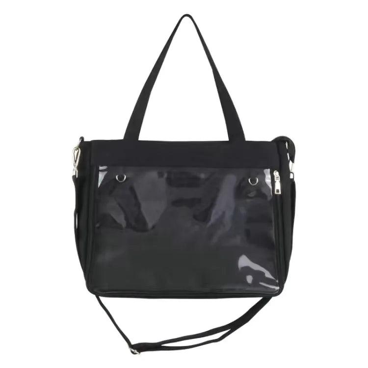 Black Canvas Shoulder Ita Bag - MoeMoeKyun