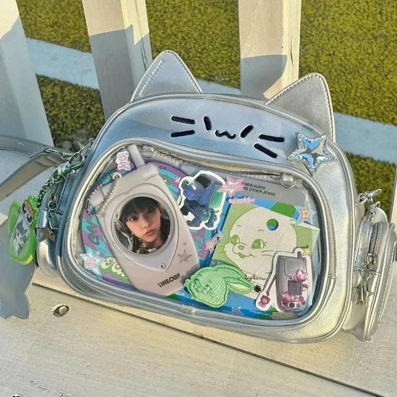 Silver Cat Ita Backpack Harajuku Style - MoeMoeKyun